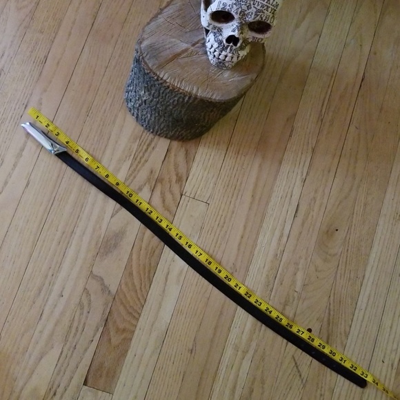 VINTAGE BLACK LEATHER SILVER GOTH  PUNK RETRO BELT - Picture 5 of 5